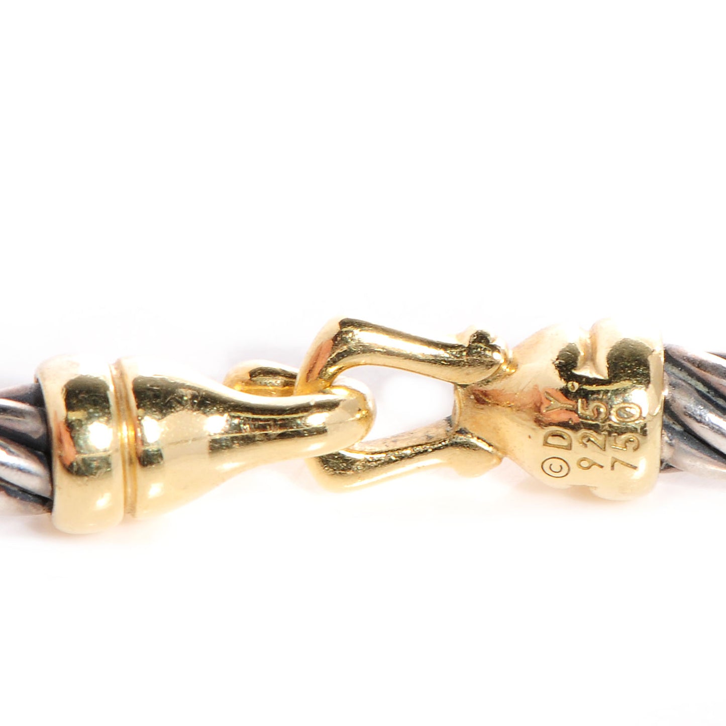 Sterling Silver 18K Yellow Gold 3mm Cable Buckle Bracelet