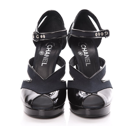 Chanel Patent Canvas Other Open Shoes 37.5 Black 2 of 9
