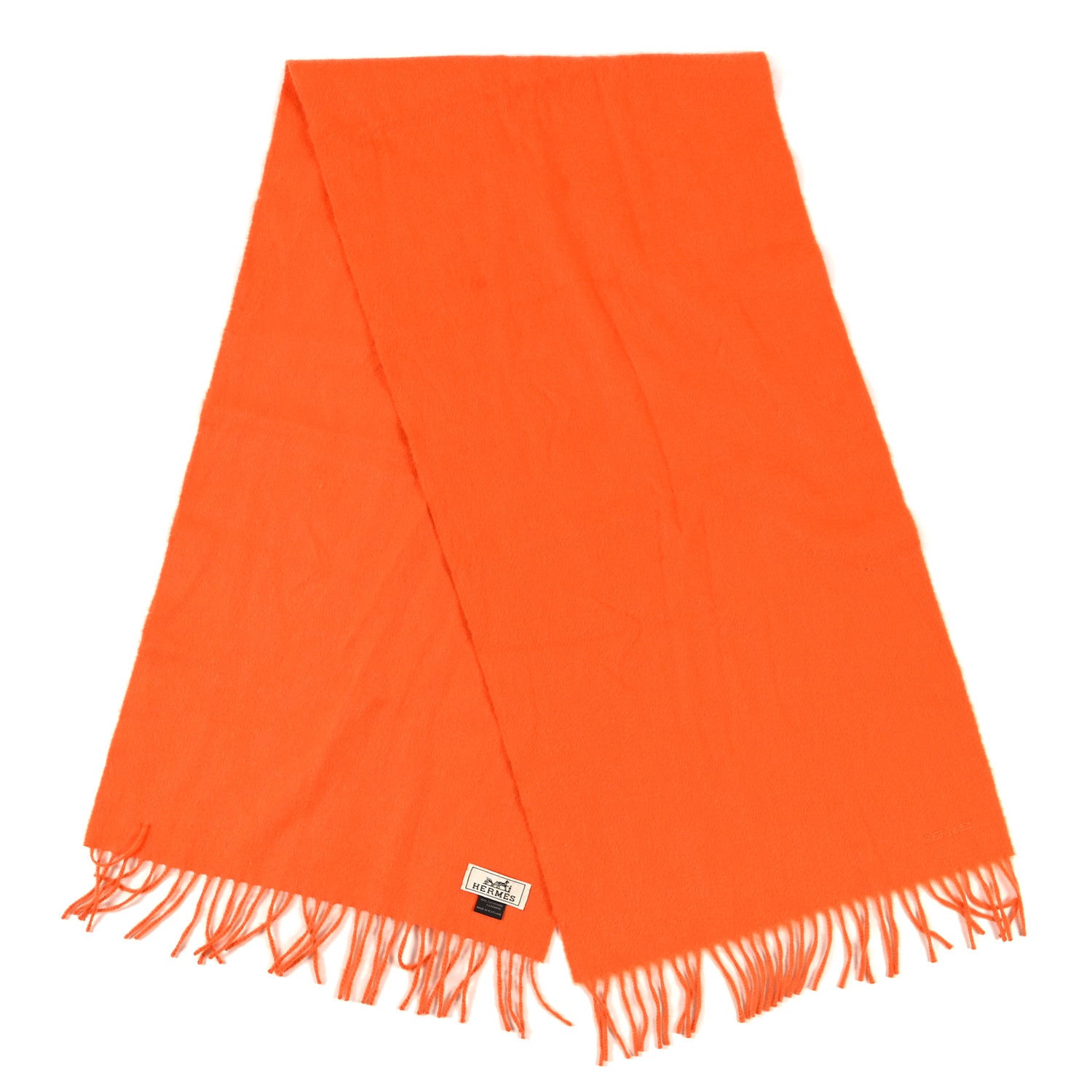 Hermes Cashmere Fringe Stole Orange 2 of 4