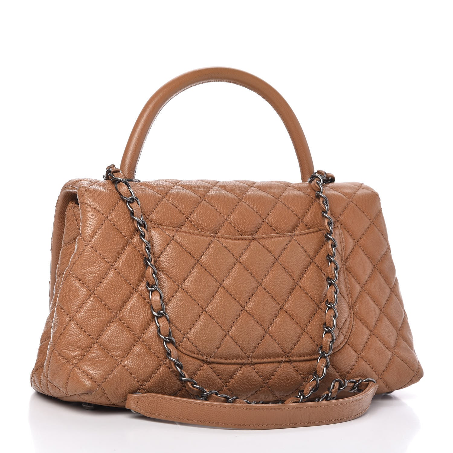 Chanel Caviar Quilted Small Coco Handle Flap Camel 3 of 14