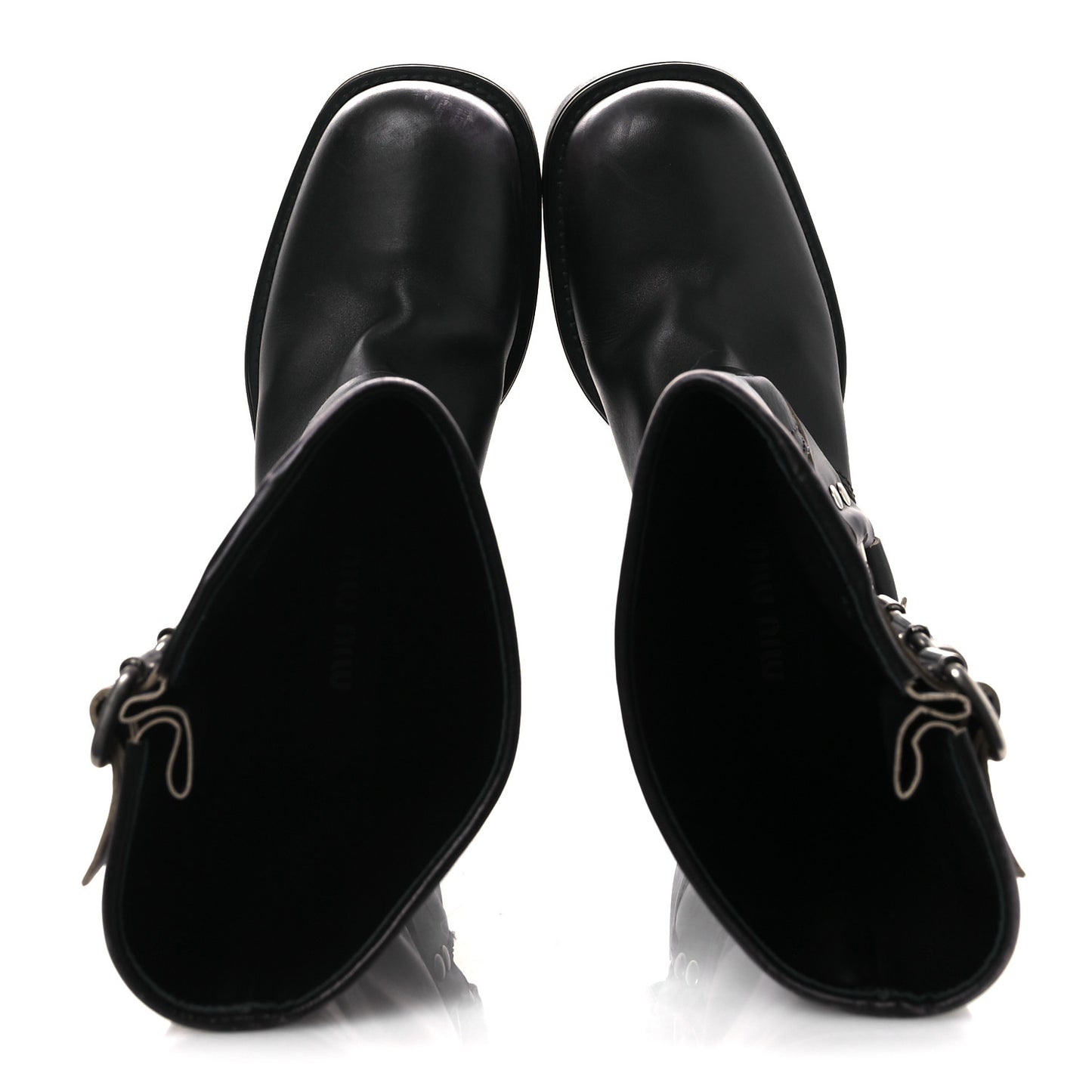 Calfskin Harness Boots 40 Black