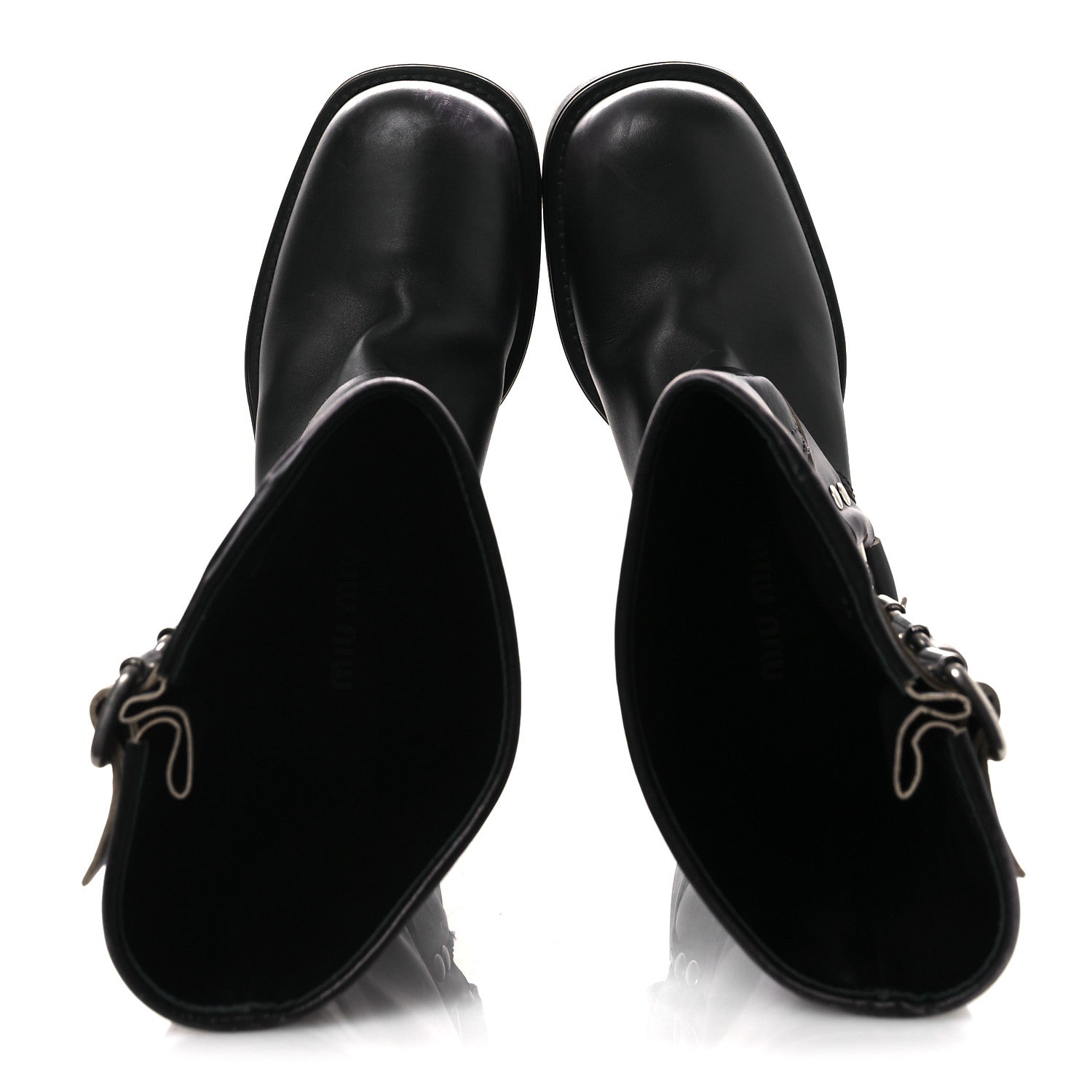 Miu Miu Calfskin Harness Boots 40 Black 2 of 13