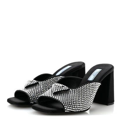 Prada Satin Crystal Logo 90mm Slide Sandals 36 Cristal 4 of 8