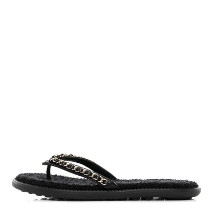 Chanel Lambskin CC Chain Thong Sandals 35 Black 1 of 12
