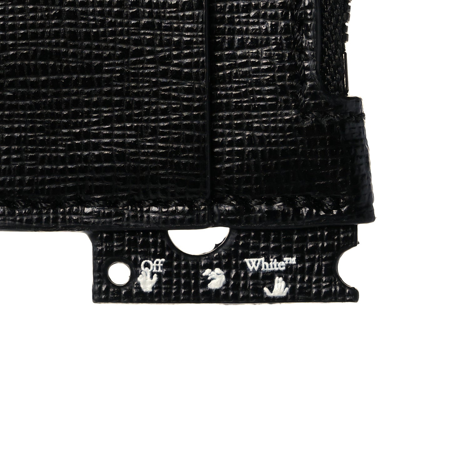 Calfskin Logo Zip Card Holder Black