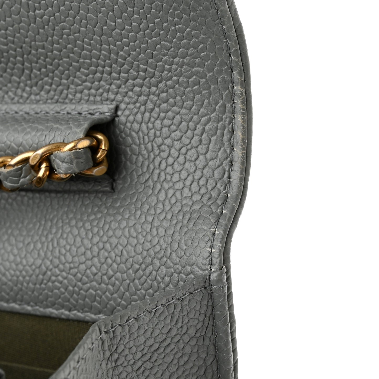 Caviar Quilted Boy Wallet On Chain WOC Grey
