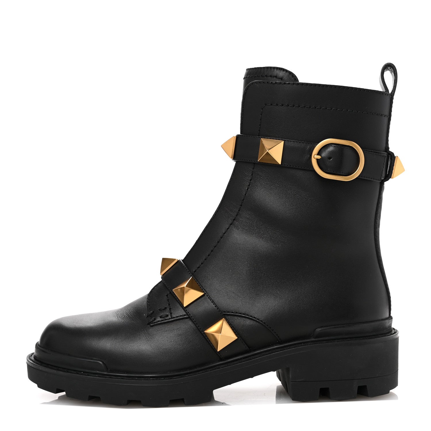 Valentino Garavani Calfskin Roman Stud 20/40mm Combat Boots 40 Black 1 of 10