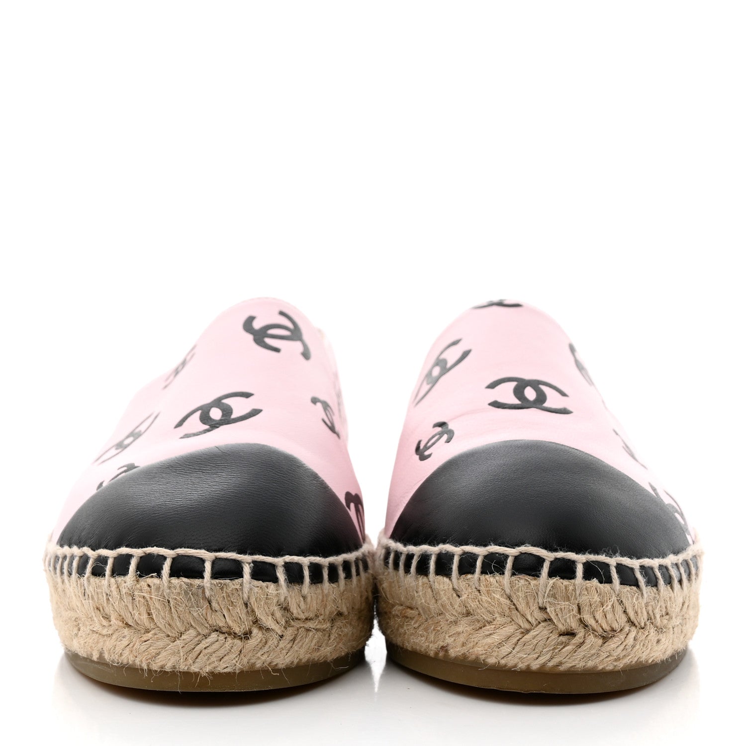 Chanel Lambskin Printed Coco Beach Espadrilles 37 Light Pink Black 2 of 9