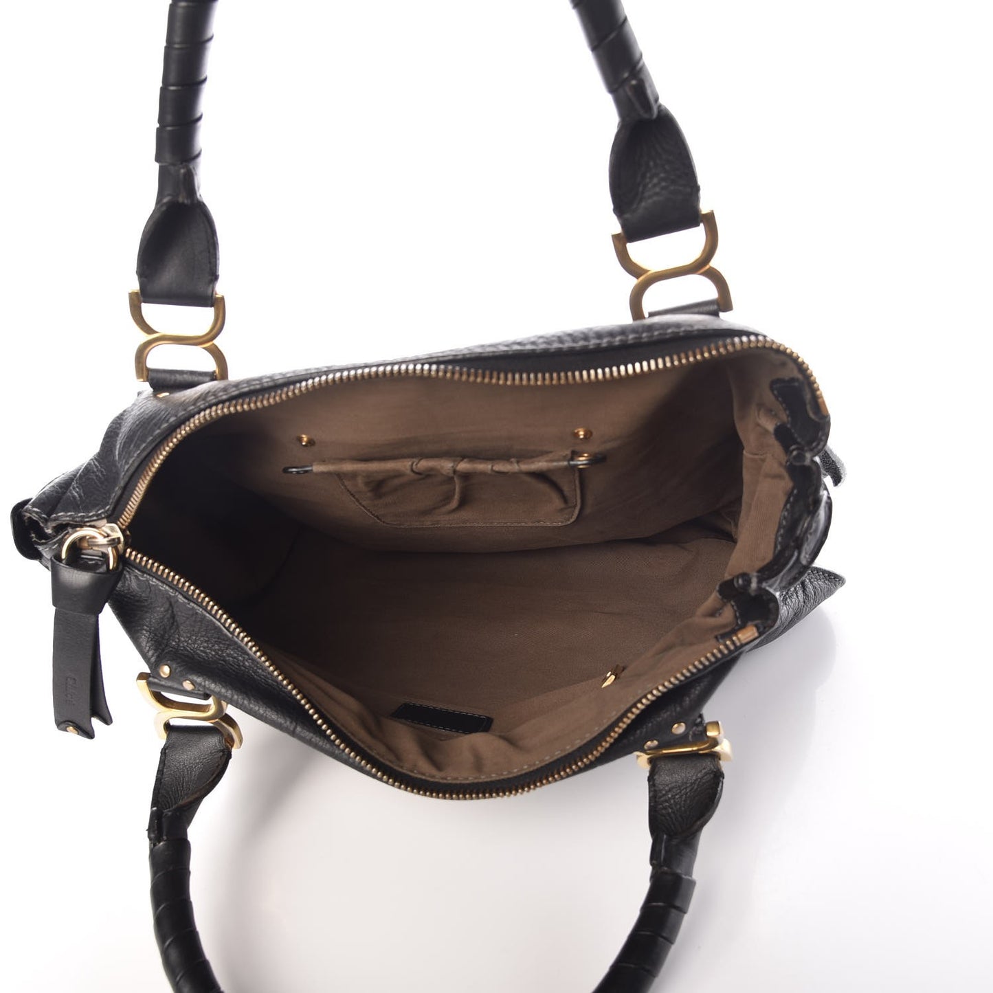 Calfskin Large Marcie Satchel Black