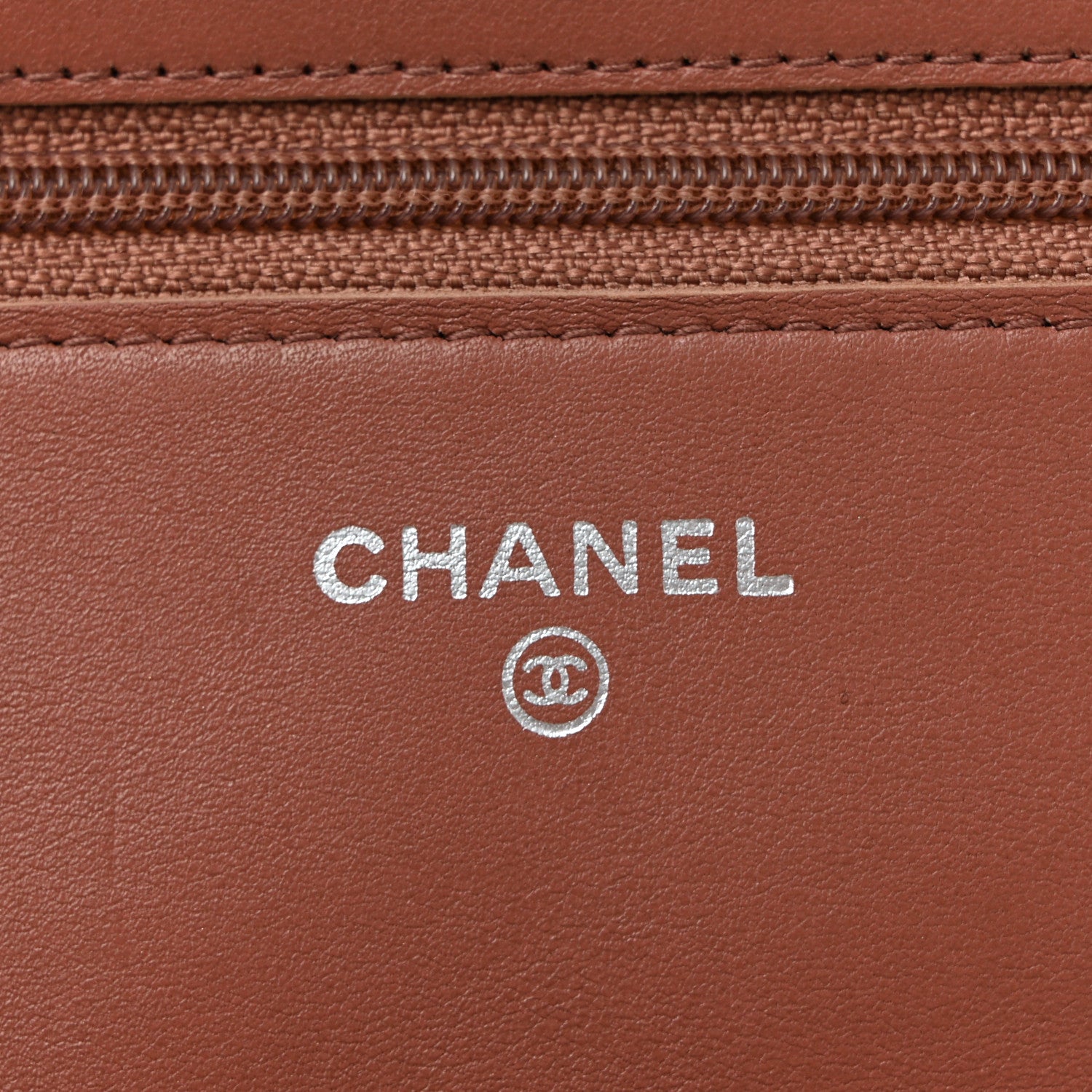 Chanel Metallic Striated Patent Quilted Wallet on Chain WOC Bronze 6 of 10