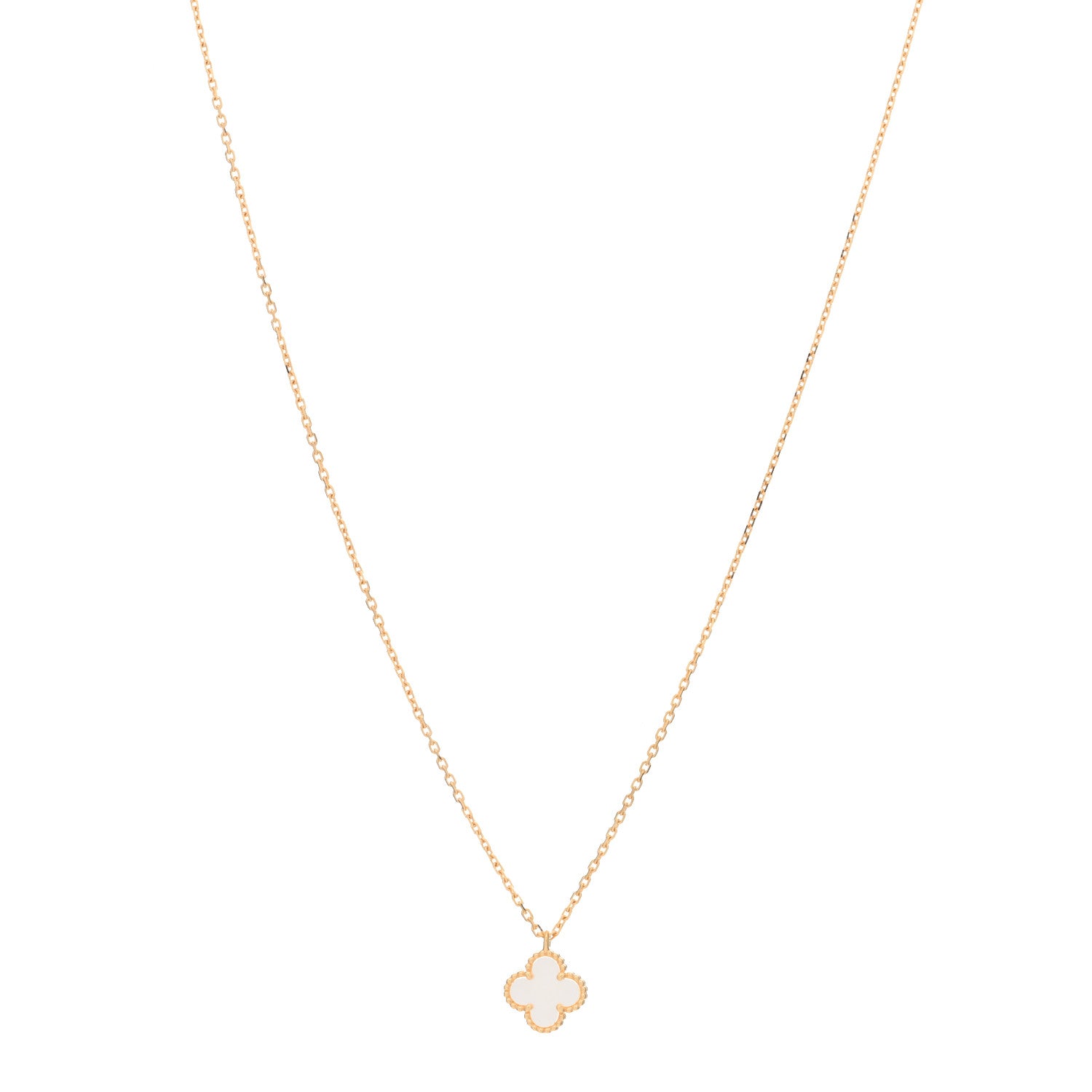 Van Cleef & Arpels 18K Yellow Gold Mother of Pearl Sweet Alhambra Pendant Necklace 1 of 3