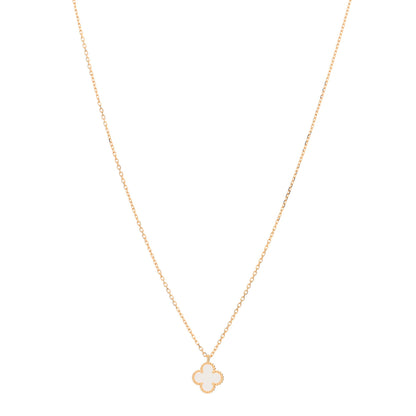 Van Cleef & Arpels 18K Yellow Gold Mother of Pearl Sweet Alhambra Pendant Necklace 1 of 3