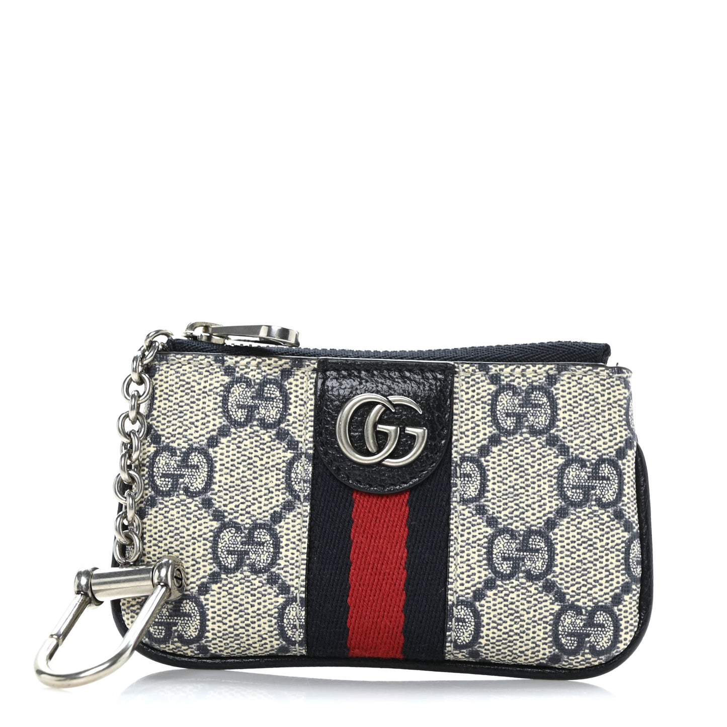 GG Supreme Monogram Web Ophidia Key Case Beige Blue