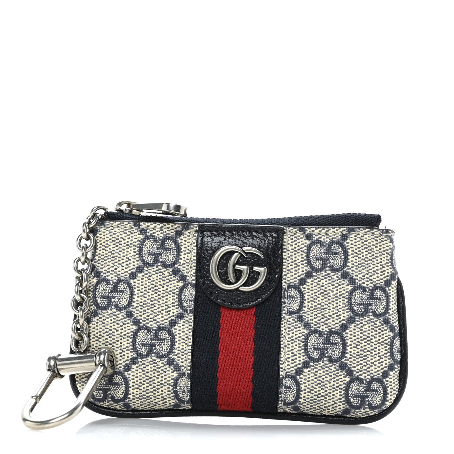 Gucci GG Supreme Monogram Web Ophidia Key Case Beige Blue 1 of 7