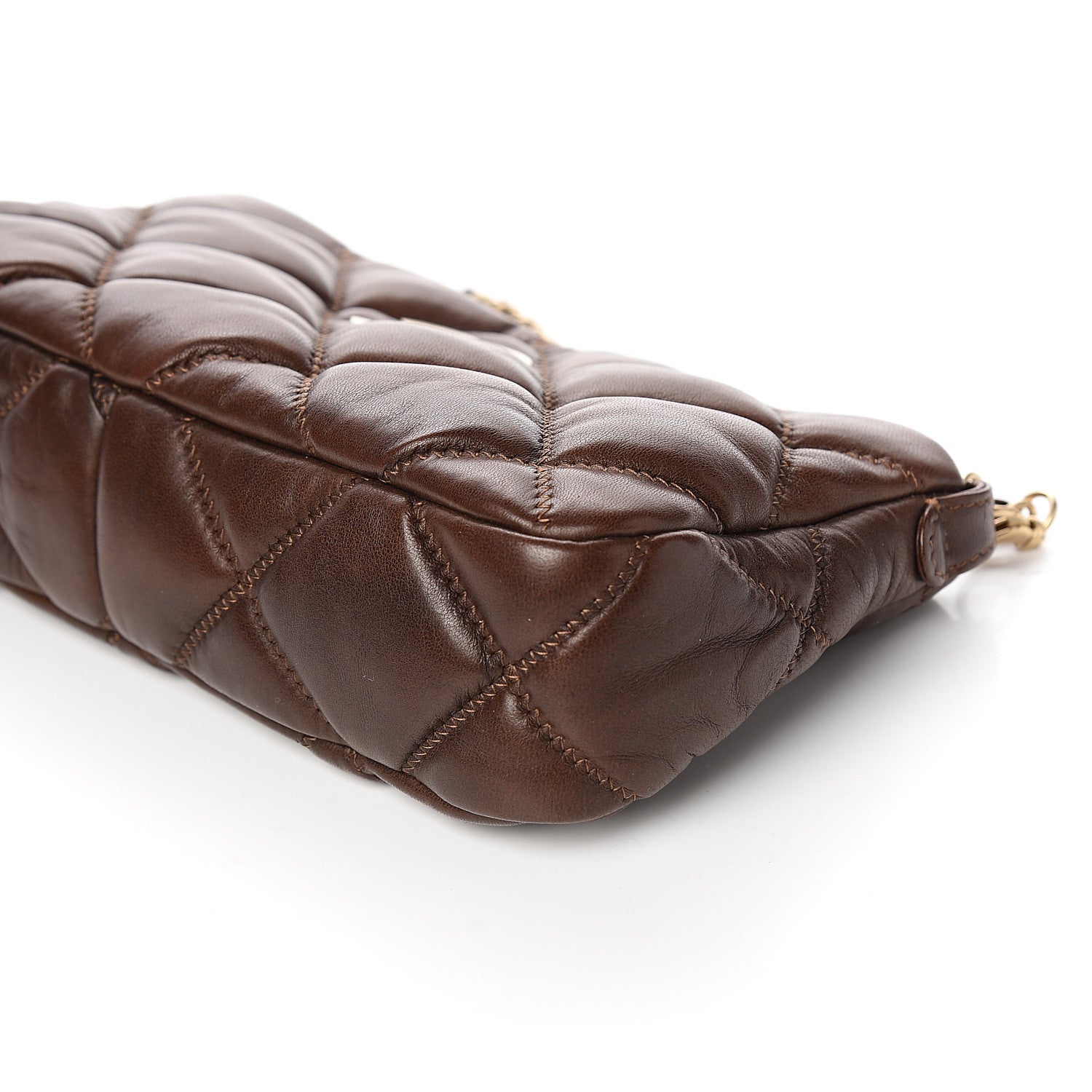 Chanel Lambskin Bubble Quilt Pochette Brown 8 of 8