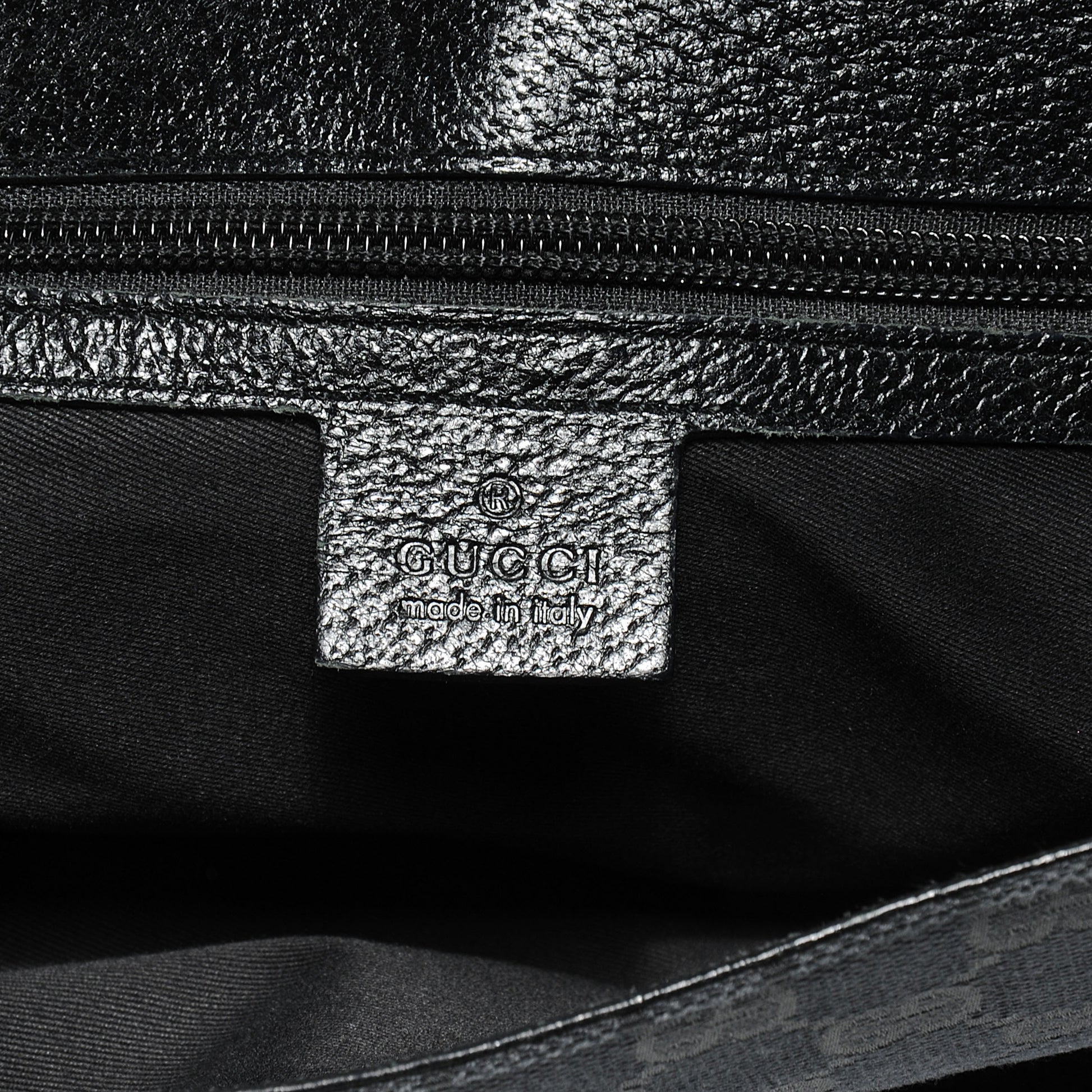 Gucci Monogram Calfskin Double Buckle Flap Messenger Bag Black 5 of 8