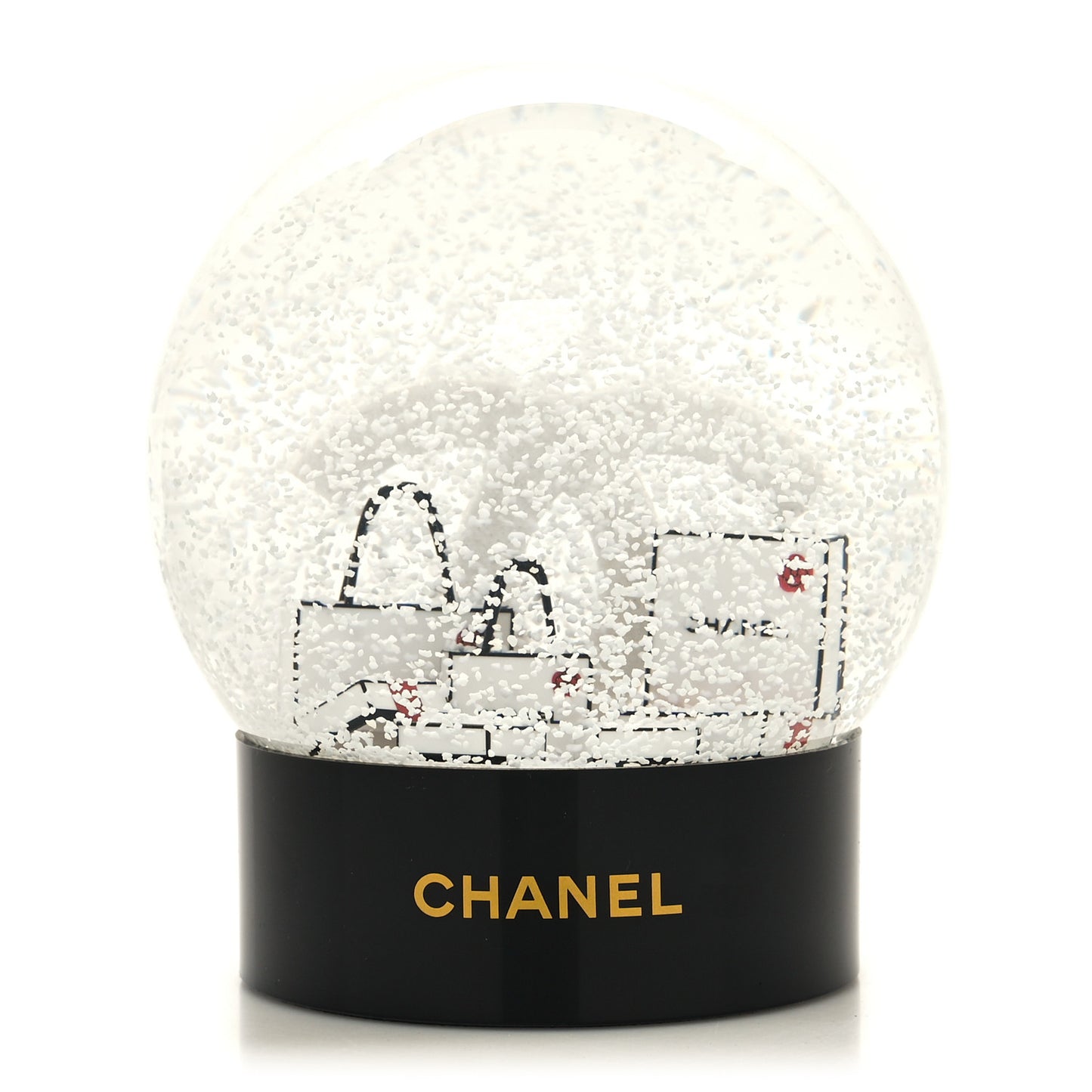 Glass CC Shopping Bag Snow Globe
