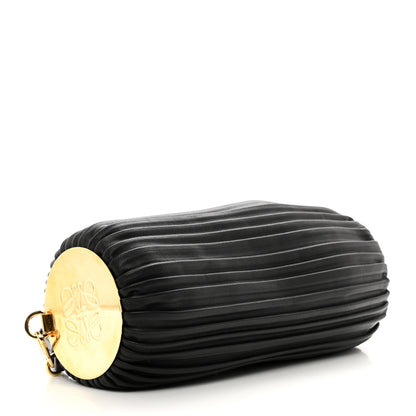 Loewe Lambskin Pleated Bracelet Pouch Shoulder Bag Black 4 of 9
