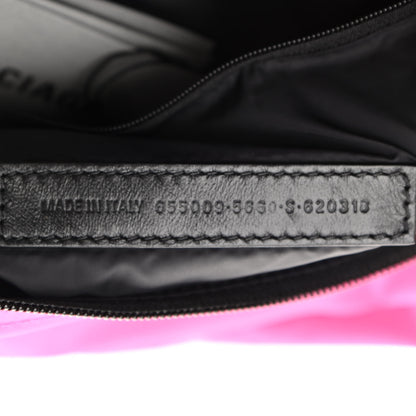 Balenciaga Recycled Sport Nylon Logo Embroidered Large Wheel Sling Bag Fluo Pink Black 7 of 10