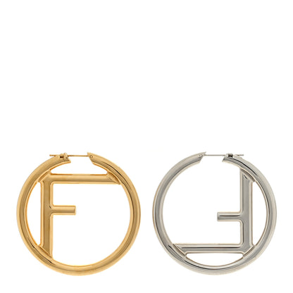 Fendi Metal FF Hoop Earrings Gold Silver 1 of 4