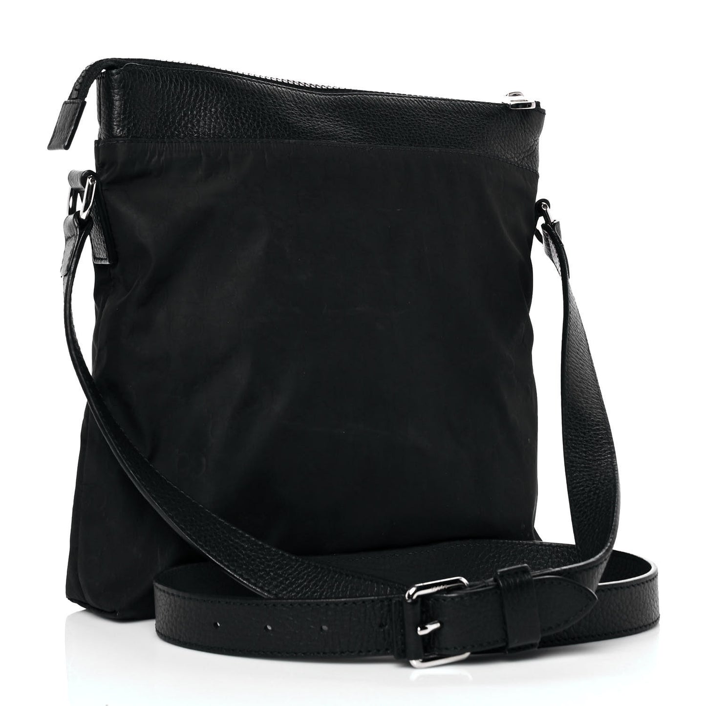 Nylon Monogram Dollar Calfskin Flat Messenger Bag Black