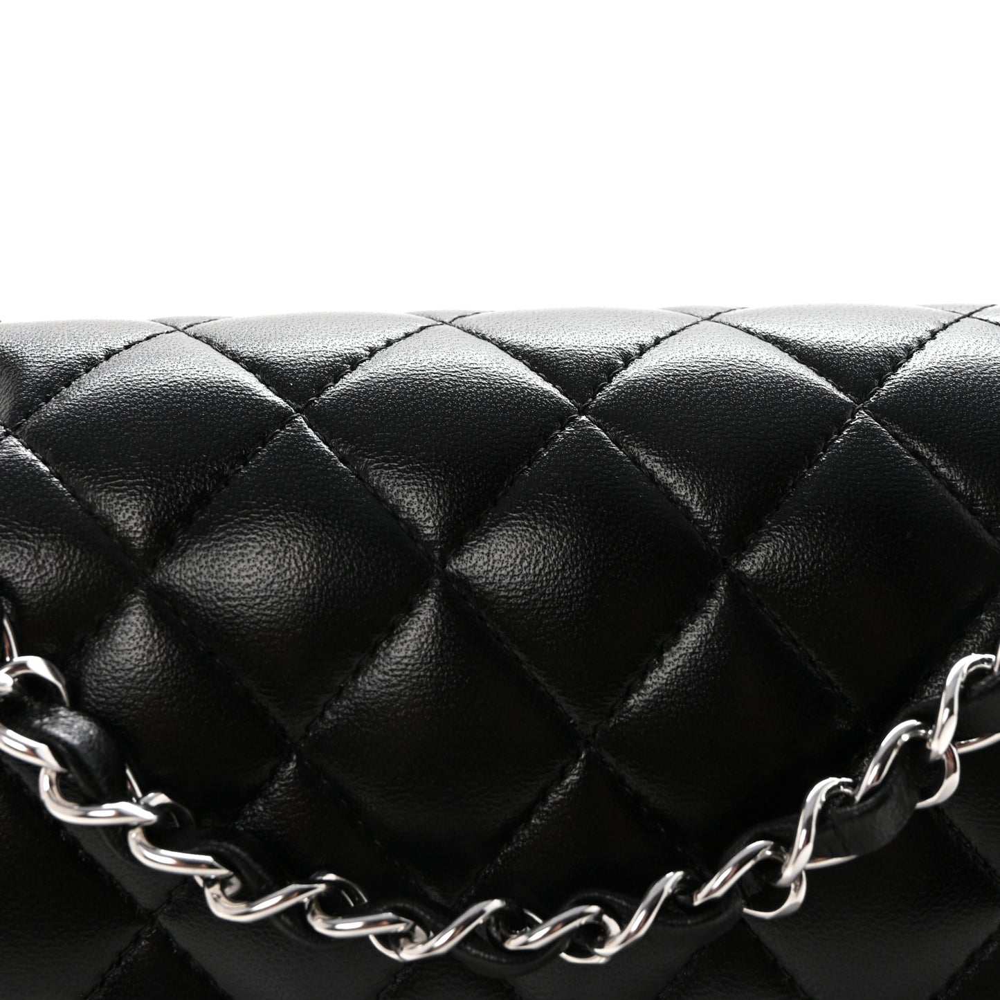 Lambskin Quilted Small Double Flap Black
