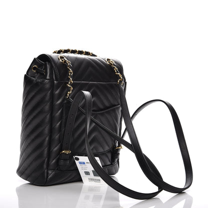 Chanel Calfskin Chevron Quilted Small Urban Spirit Backpack Black 3 of 7