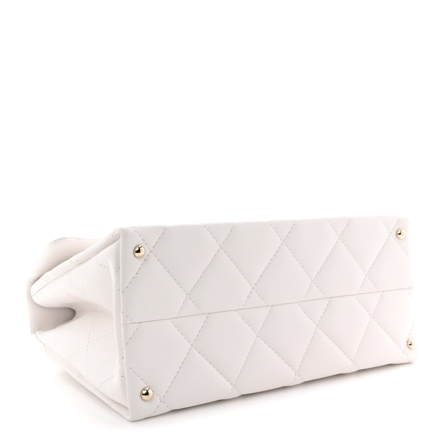 Caviar Quilted Medium Retro Twist Top Handle Flap White
