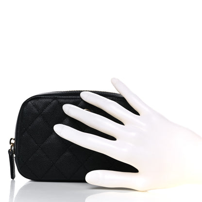 Chanel Caviar Quilted Small Curvy Pouch Cosmetic Case Black 2 of 11