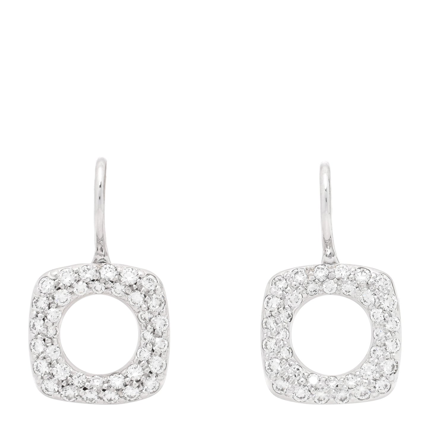 18K White Gold Diamond Cushion Drop Earrings