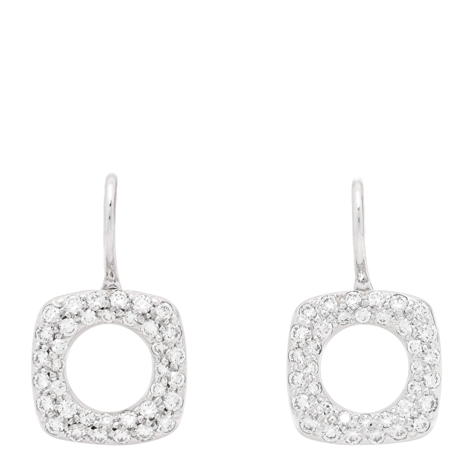 Tiffany 18K White Gold Diamond Cushion Drop Earrings 1 of 4