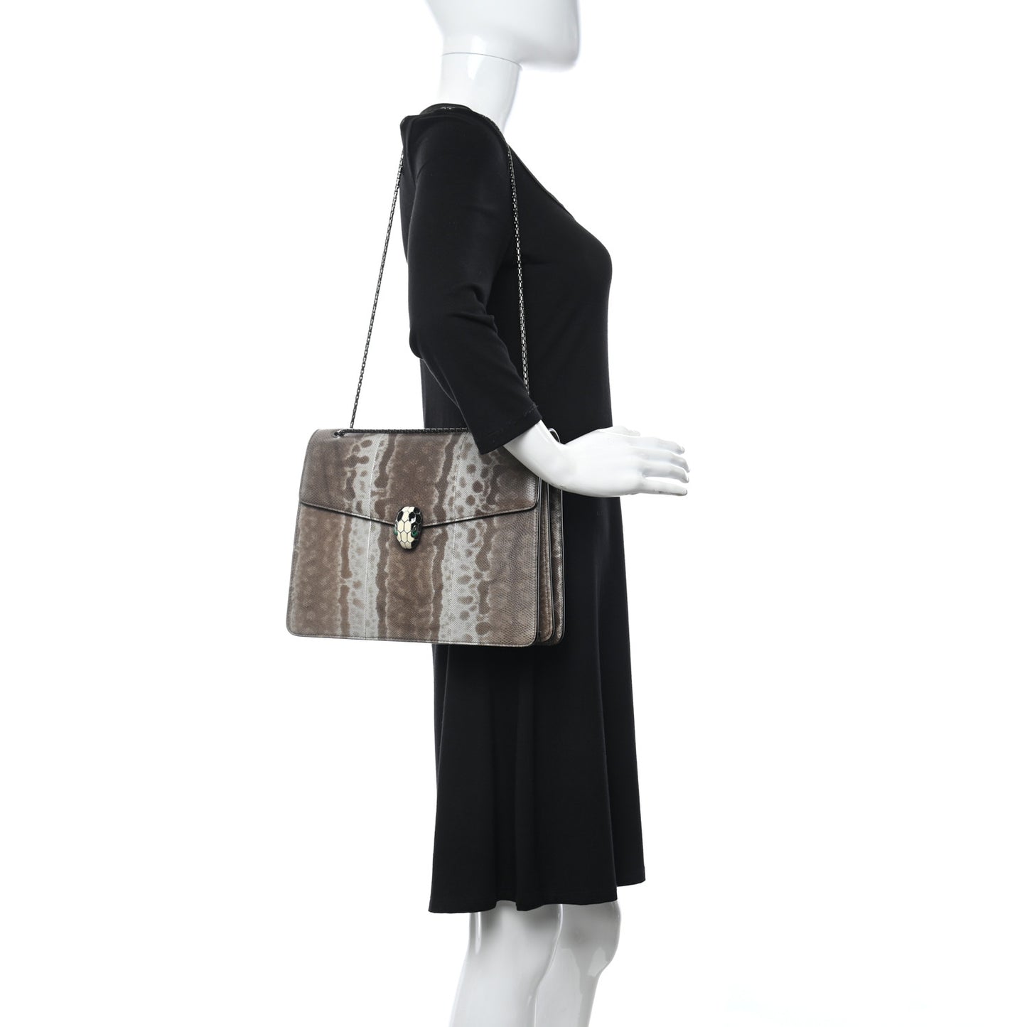 Karung Serpenti Forever Medium Shoulder Bag Beige Brown