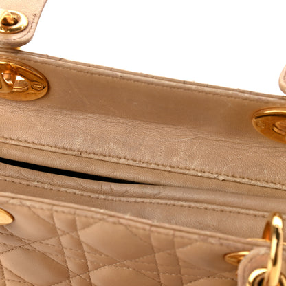 Christian Dior Lambskin Cannage Medium Lady Dior Beige 4 of 24