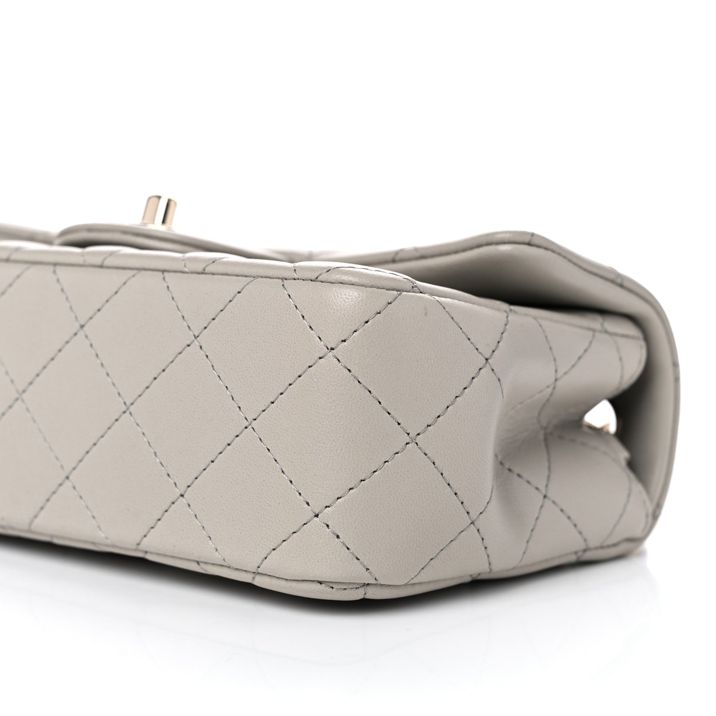 Lambskin Quilted Mini Rectangular Flap Grey