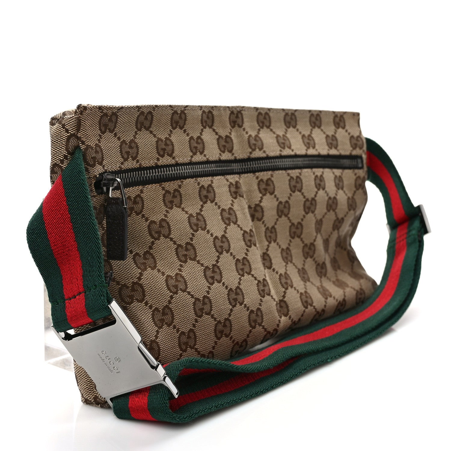 Gucci GG Monogram Web Double Pocket Belt Bag Dark Brown 3 of 9
