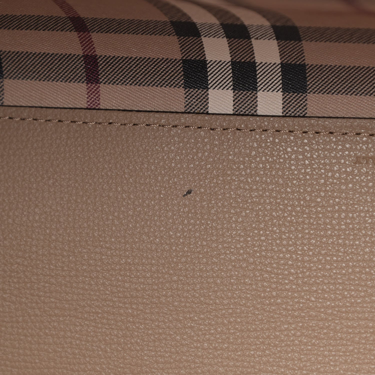 Burberry Grainy Calfskin Haymarket Check Small Reversible Tote Mid Camel 16 of 16