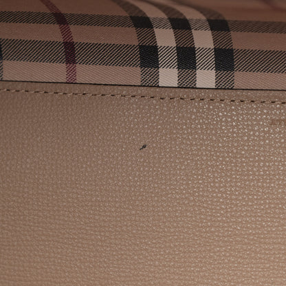 Burberry Grainy Calfskin Haymarket Check Small Reversible Tote Mid Camel 16 of 16