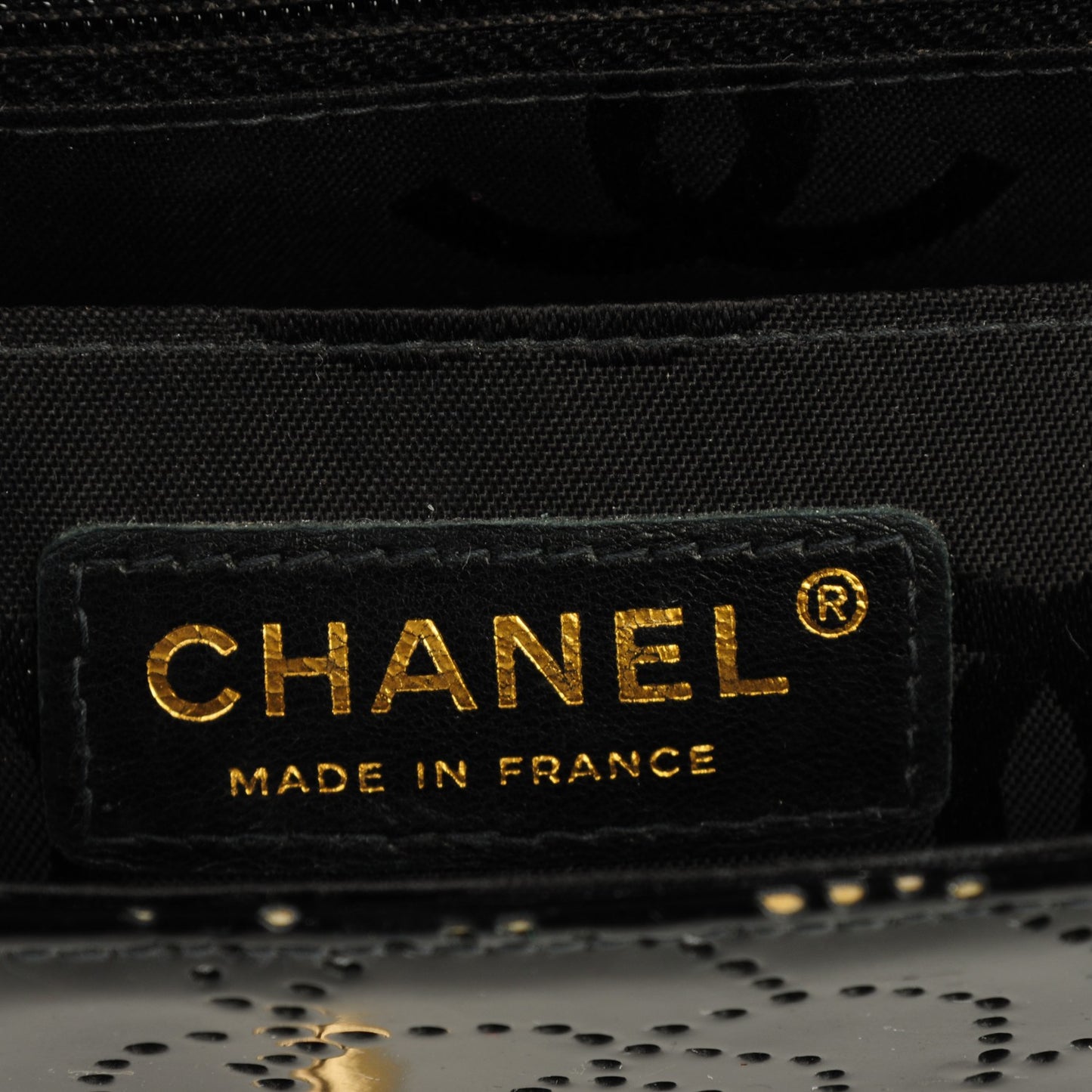 Patent Perforated Camellia Medium Single Flap Black
