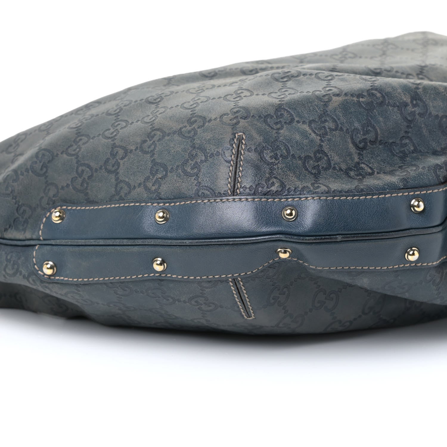 Gucci Guccissima Large Biba Studded Hobo Blue 5 of 18