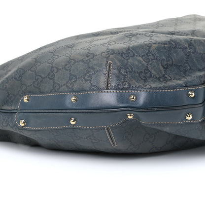 Gucci Guccissima Large Biba Studded Hobo Blue 5 of 18