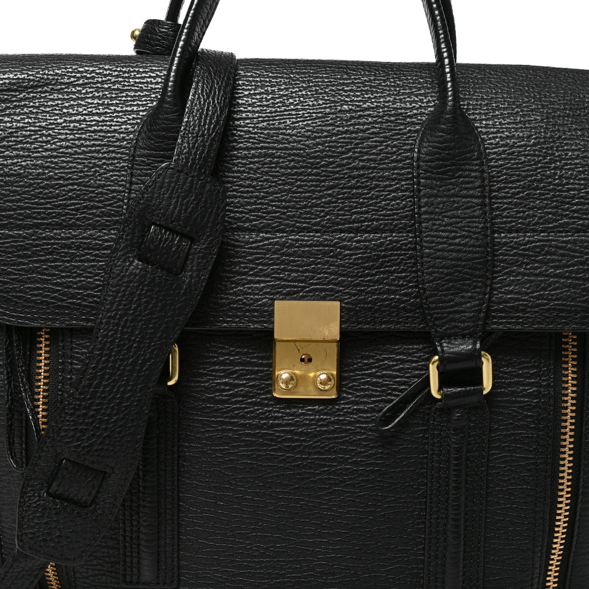Textured Calfskin Large Pashli Satchel Black