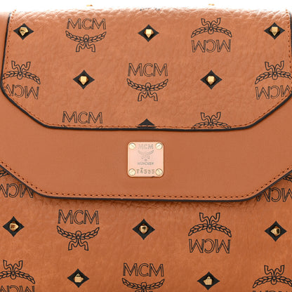 MCM Visetos Studded Flap Shoulder Bag Cognac 7 of 9