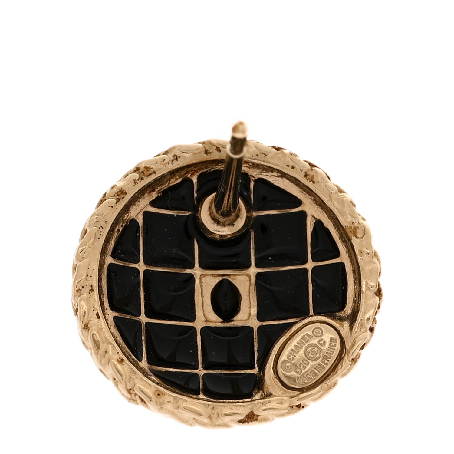 Chanel Resin CC Chain Round Earrings Gold Black 4 of 5