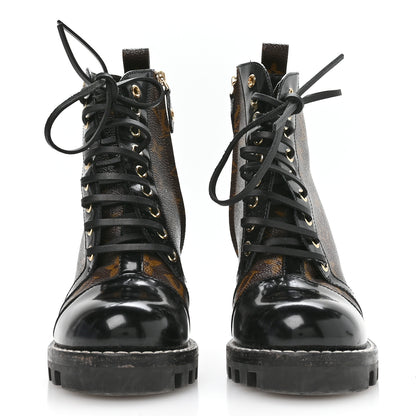 Louis Vuitton Patent Calfskin Monogram Star Trail Ankle Boots 37 Black 3 of 7