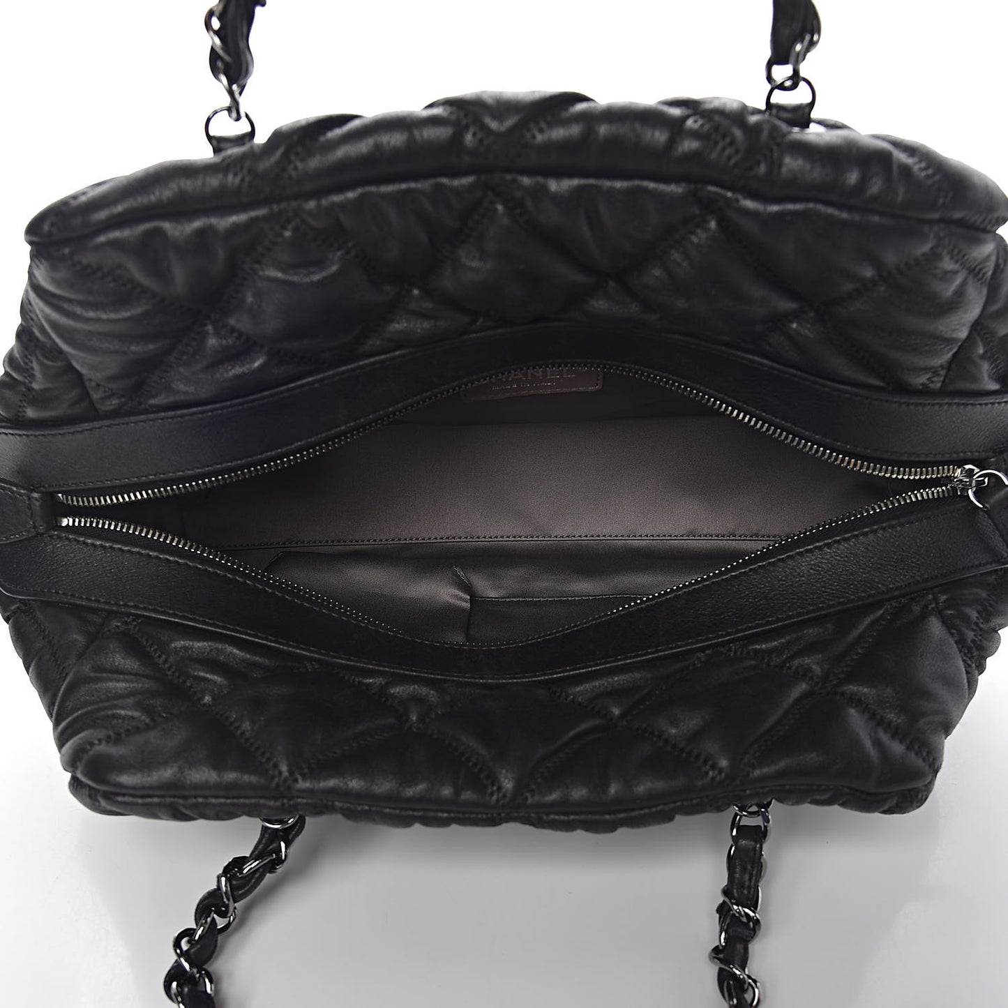 Calfskin Bubble Quilt Bowler Black