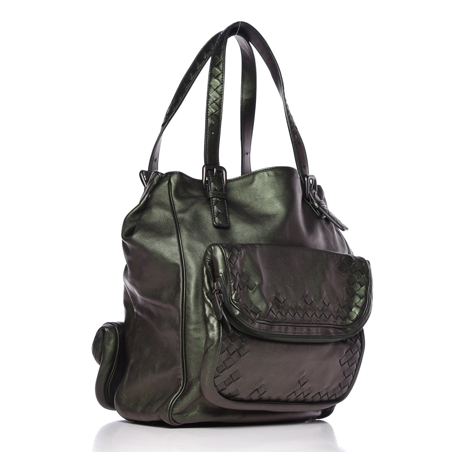 Bottega Veneta Iridescent Scarabee Multi Pocket Tote Bag Green 3 of 10