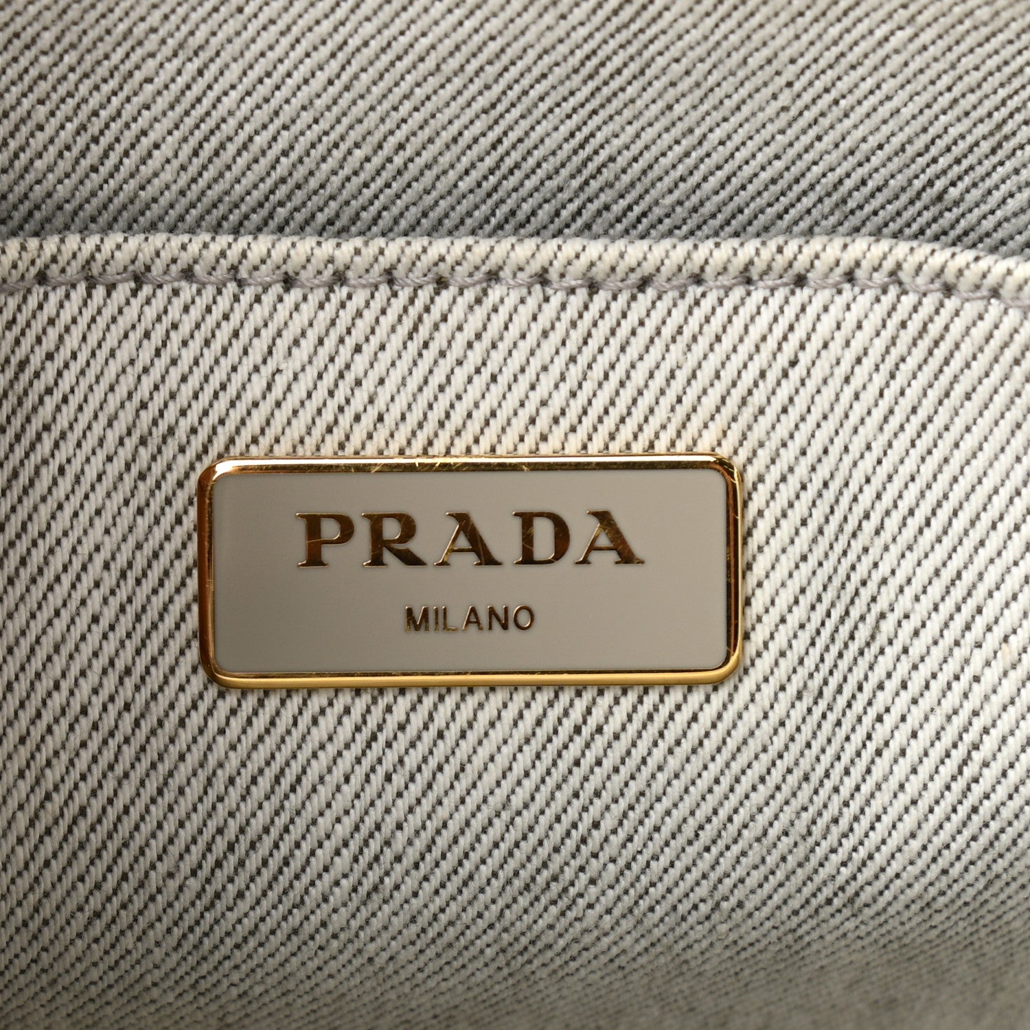 Prada Denim Small Logo Tote Bianco 6 of 12