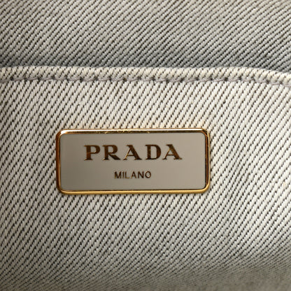 Prada Denim Small Logo Tote Bianco 6 of 12