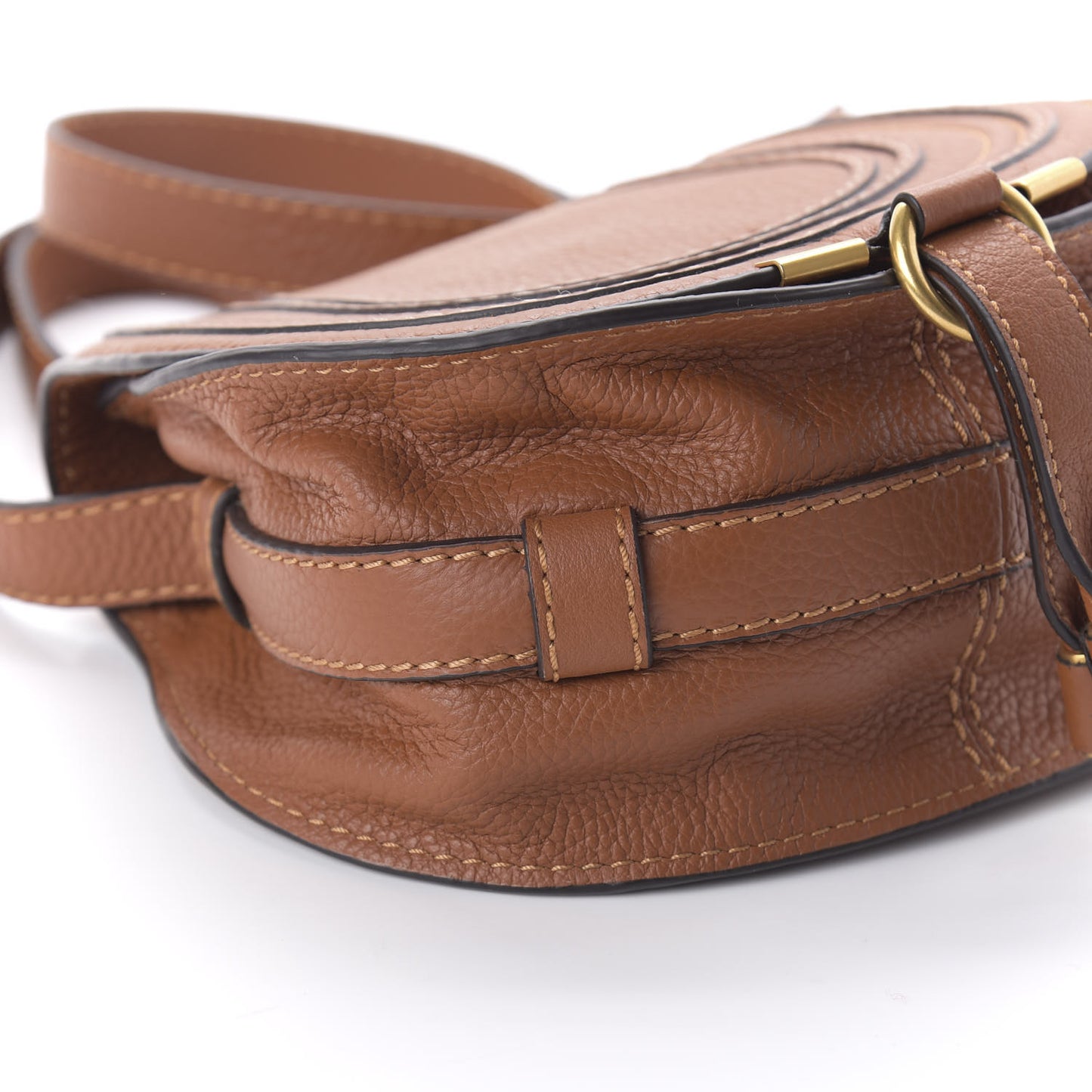 Calfskin Mini Marcie Round Crossbody Bag Tan