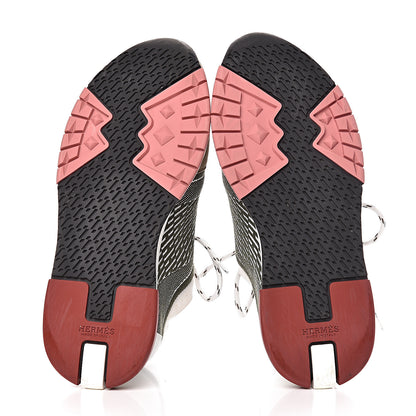 Hermes Knit Goatskin Womens Addict Sneakers 35 Vert The Imperial White 5 of 8